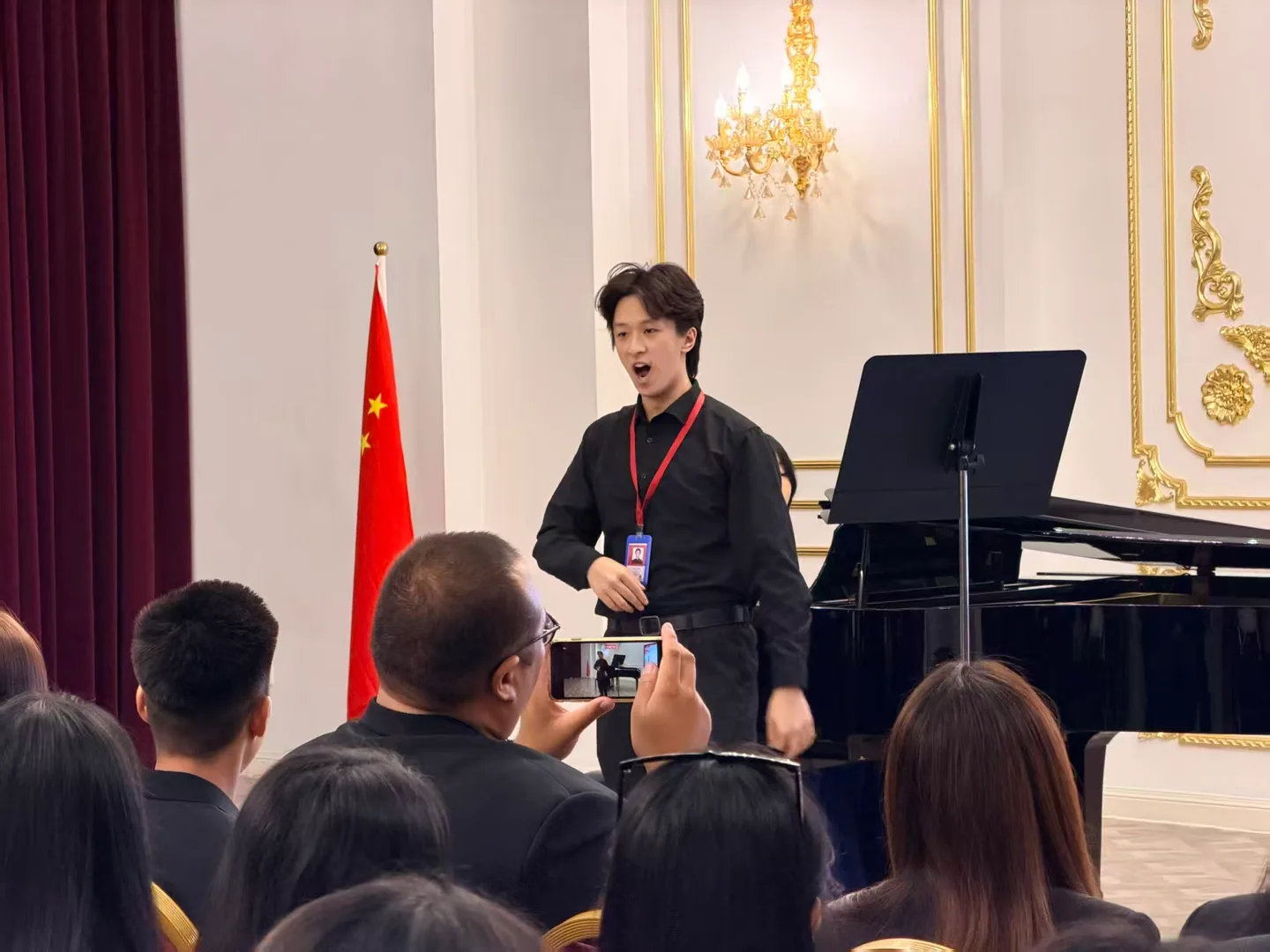 A vocal performance during the school exchange